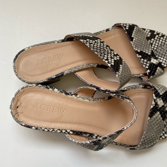 J. Crew Snakeskin Leather Slide Heeled Sandals - Picture 11 of 13